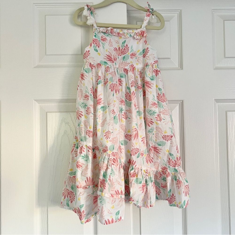 Shabby Chic Floral Spaghetti Strap Ruffle Cotton Dress Toddler 4T